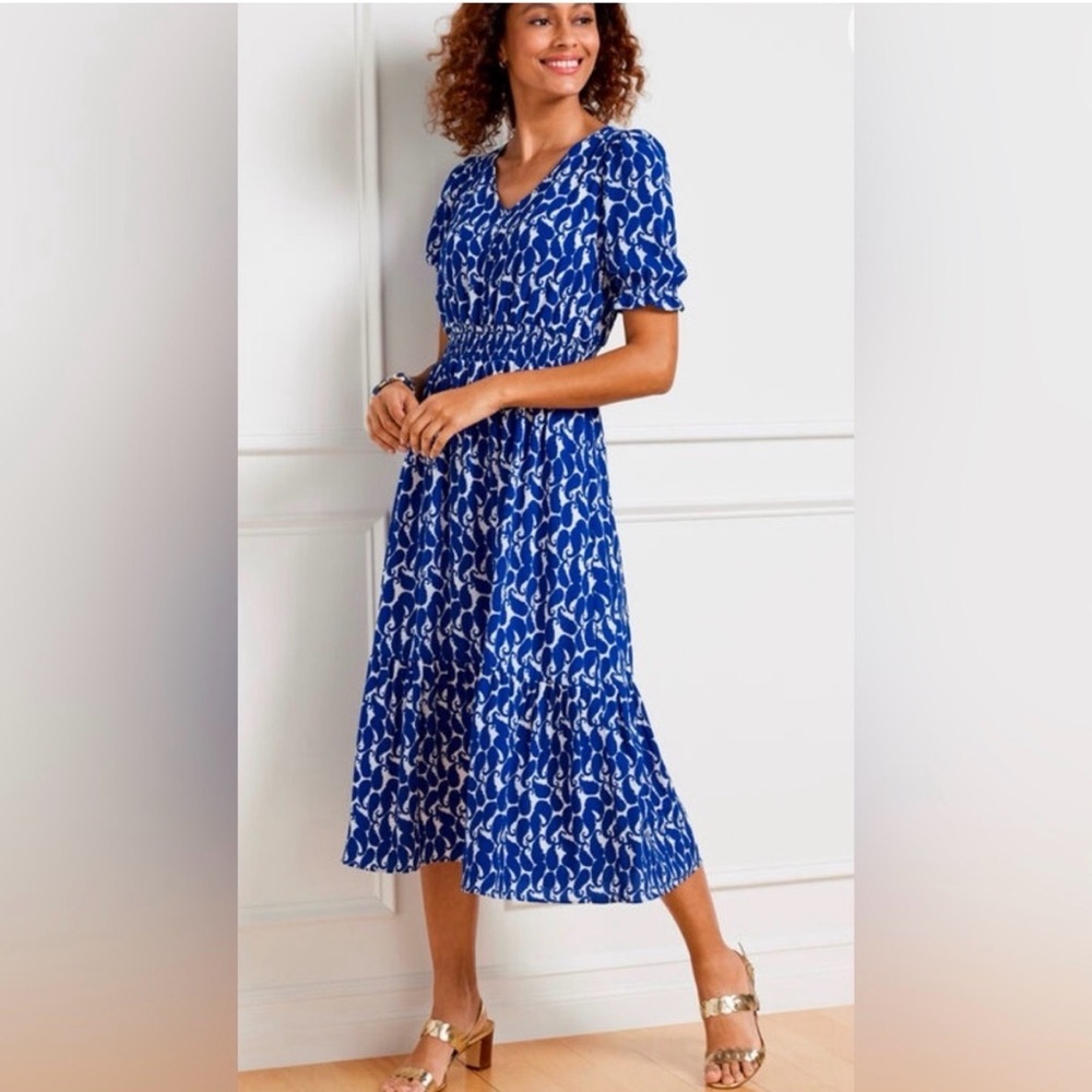 Talbots blue paisley dress sz 8